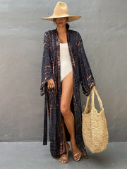 Tie Dye Kimono Cardigan Long Sleeve V Neck