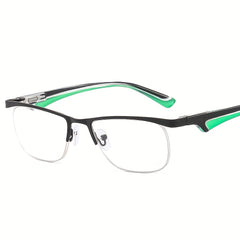 Men's Half Frame Metal Retro Glasses Anti Light Reading Glasses