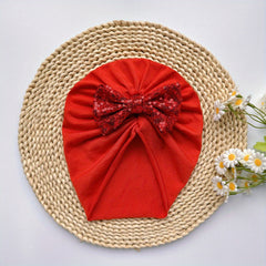 Sequin Bowknot Turban Baby Girls Soft Elastic Headband