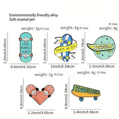 Cartoon Lettering Skateboard Metal Brooch for Girls