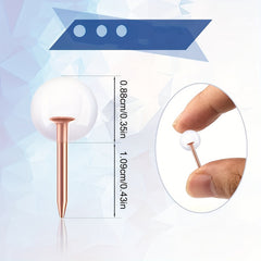 200pcs Transparent Round Ball Head Push Pins & Rose Golden Steel Point Map Tacks