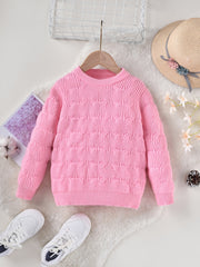 Girls' Jacquard Knitted Crew Neck Warm Sweater Top Pullover