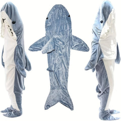 Shark Blanket Flannel Hoodie Sleeping Bag