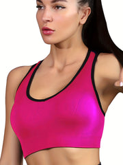 3 Pack Plus Size Sports Bra Solid Contrast Trim Criss Cross Back