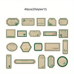 40pcs Retro Natural Adhesive Stickers Scrapbook Craft Bullet Journal Decals