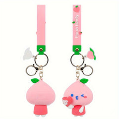 Cartoon Peach Doll Pendant Keychain for Car Keys Backpacks Wallets