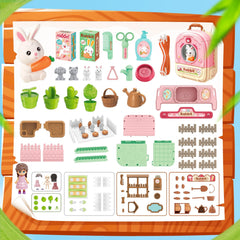 Pet Backpack Playset Boys Girls Bunny Kitten Role Playing Accessories