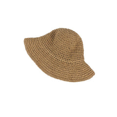 Brown Hollow Crochet Sun Hat French Style Lightweight Straw Hats Women