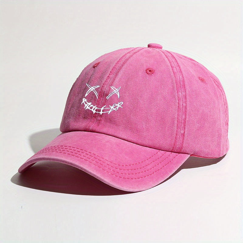 Ghost Face Ponytail Baseball Cap Embroidery Washed Distressed Dad Hats