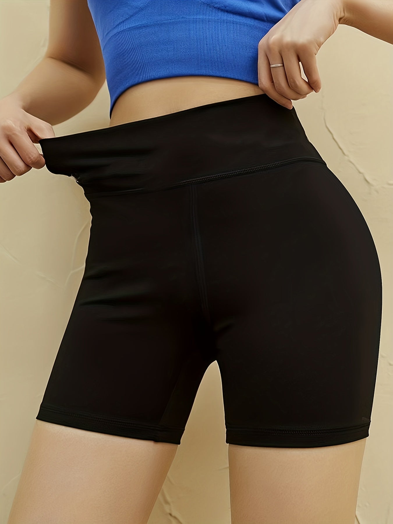 Solid Sports Yoga Shorts Fitness Active Biker Shorts
