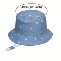 Baby Girls Star Denim Bucket Hat Sun Protection Hat