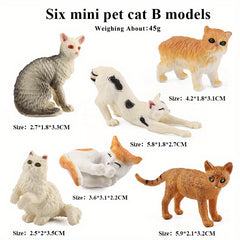 Realistic Grey & Orange Cat Figurine Set - Educational Gift For Kids