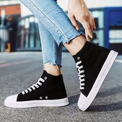 Women's Canvas Lace Up Skate Shoes Lightweight Mid Top Sneakers