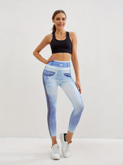 Denim Yoga Sports Tight Pants High Stretch Leggings