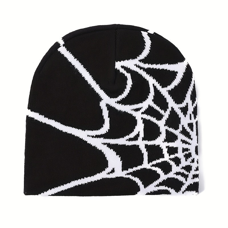 Spider Pattern Knitted Winter Hat - Halloween Gift