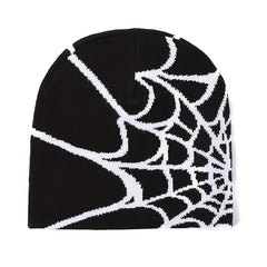 Spider Pattern Knitted Winter Hat - Halloween Gift