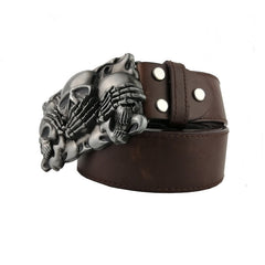 Skull Metal Belt Jeans Accessories With Leather Belt for Men and Women