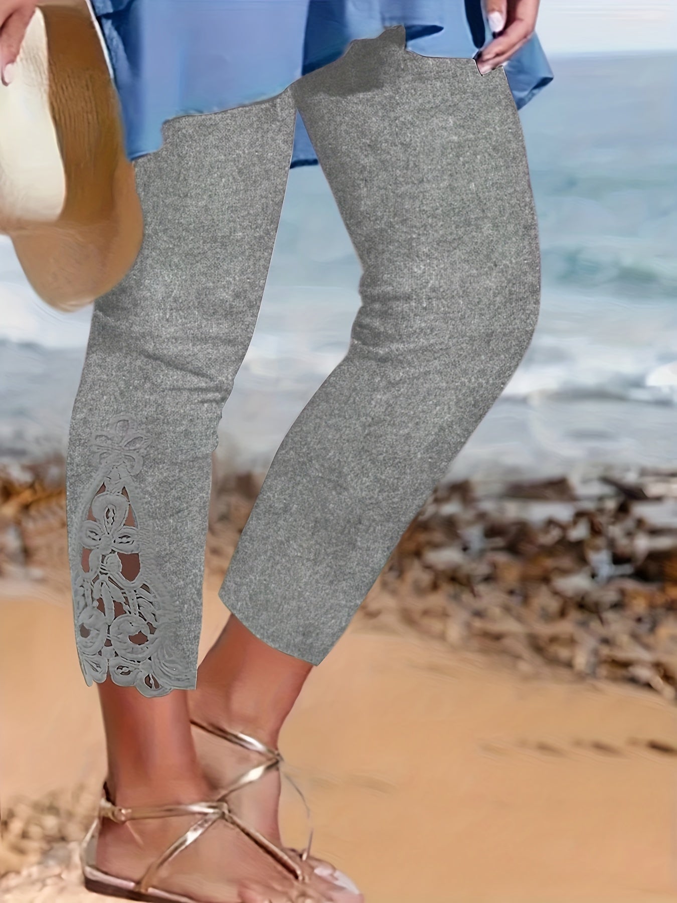 Lace Panel Skinny Pants