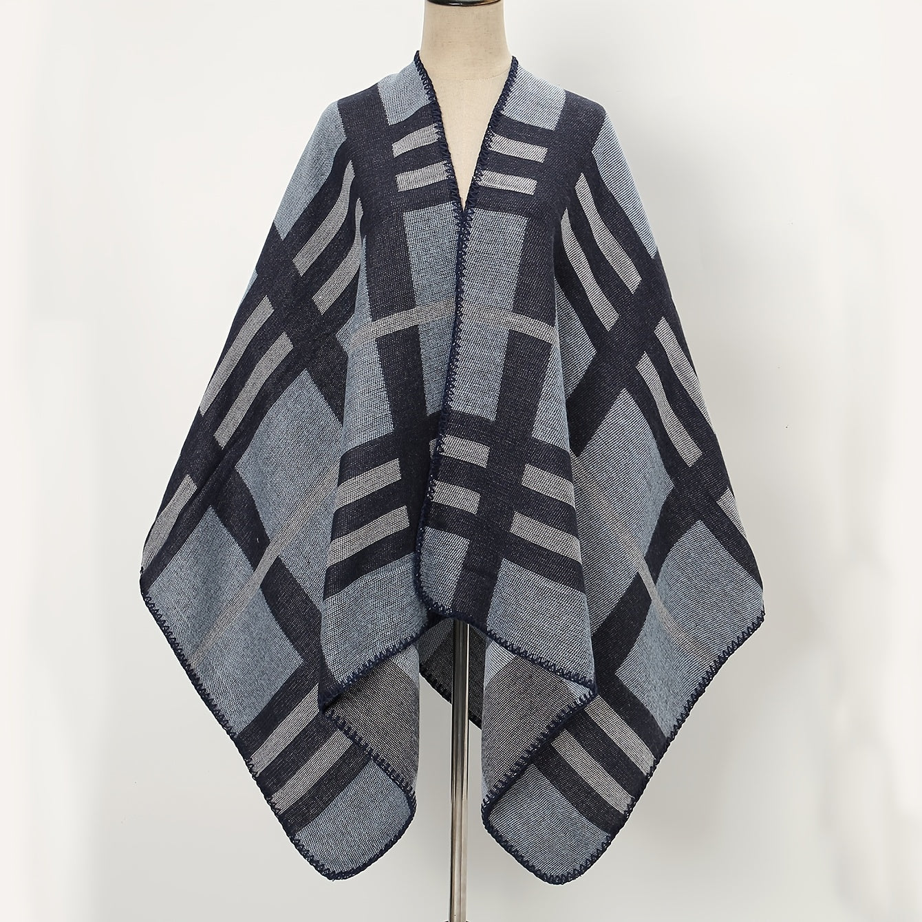 Dark Plaid Scarf Winter Warm Large Blanket Shawl Casual Wrap Accessory