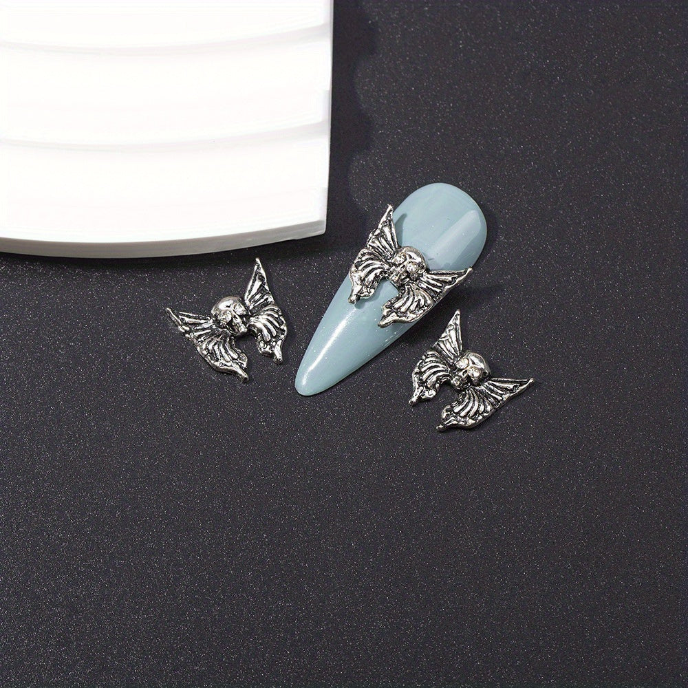 10pcs Halloween Skeleton Rhinestone Nail Charms Set