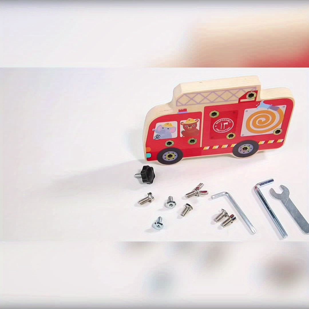 Wooden Screwdriver Fire Truck Toy