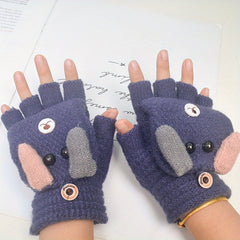 Kids Winter Gloves Cartoon Half Finger Boys Girls