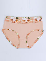 5pcs Floral Printed Briefs Beauty Buttock Mid Waist Panties For Women