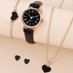 Alloy Round Watch & Heart Jewelry Set Gift for Kids