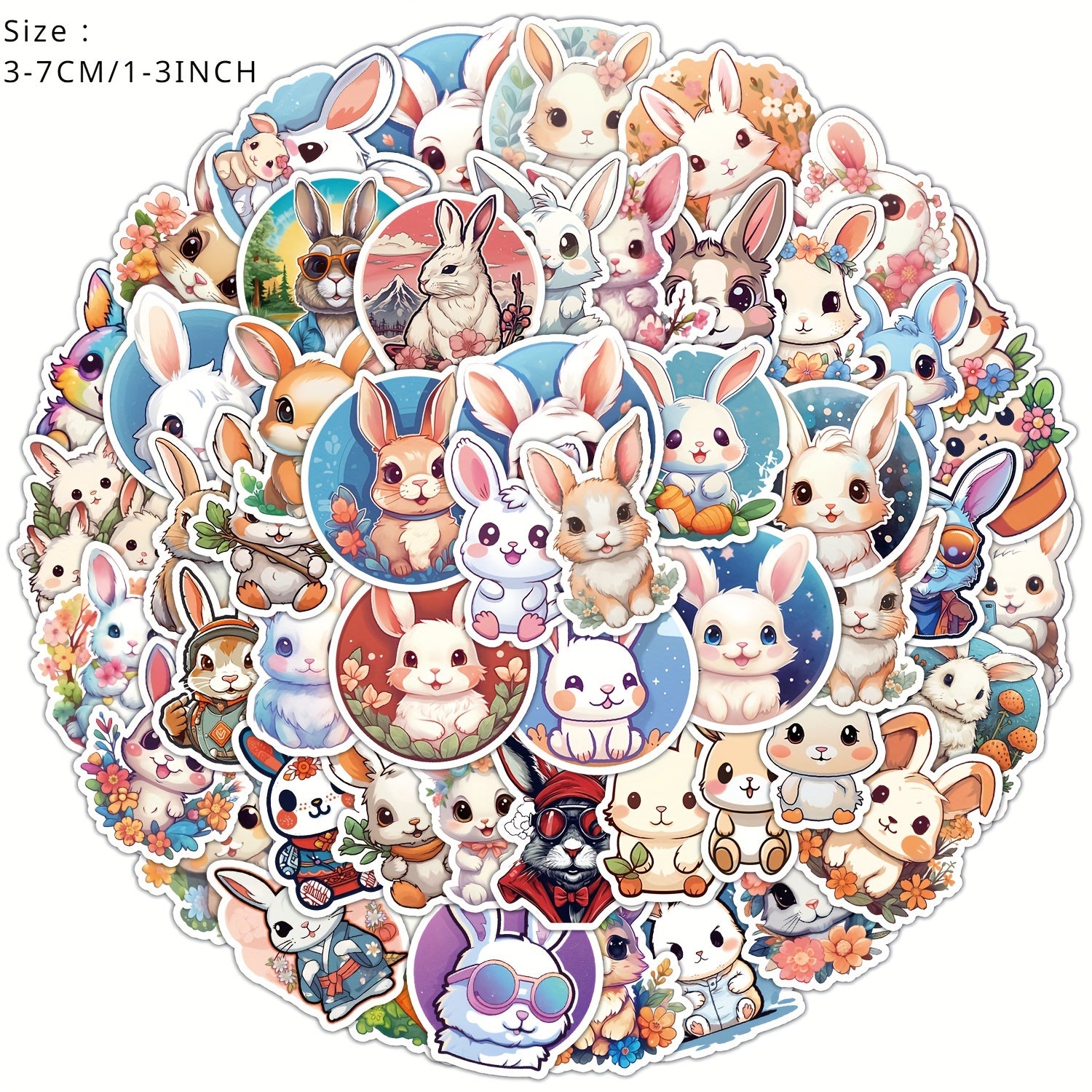 50pcs Bunny Series Stickers for Notebooks Laptops Helmets Desks Water Bottles