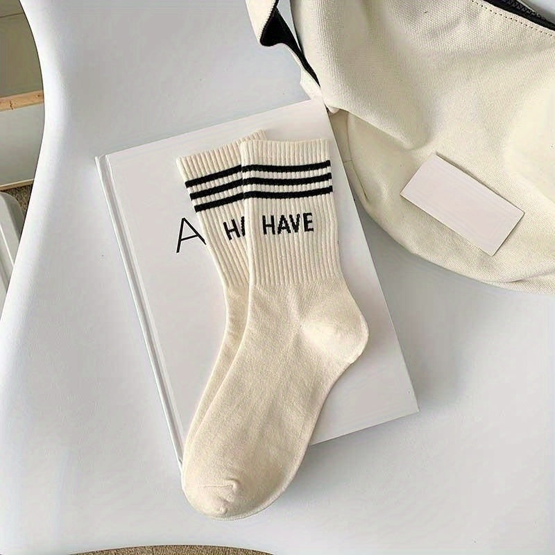 Comfy Letter Print Sports Socks for Women