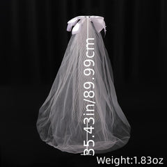 Faux Pearl Bow Lace Bridal Veil For Women Bride Party Wedding