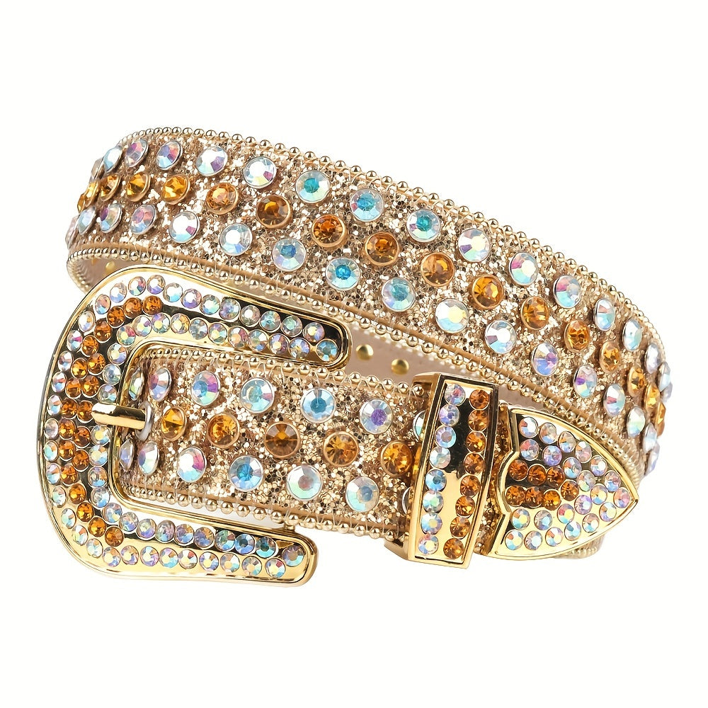 Men's Women's Rhinestone Western Cowboy Cowgirl Belt Strap