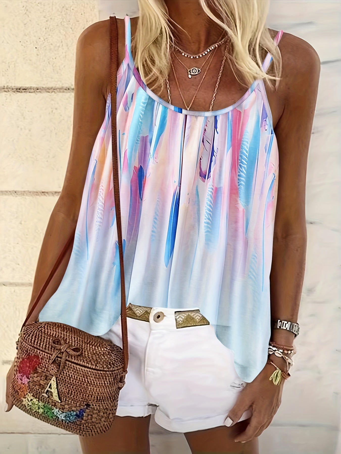 Colorful Printed Cami Top Sleeveless Summer Top