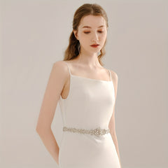 Rhinestone Bridal Belt Wedding Dress Waist Chain Sash Faux Pearl Beaded Belt