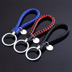PU Leather Braided Rope Keychain Bag Pendant Key Chain Holder Trinket Keyring