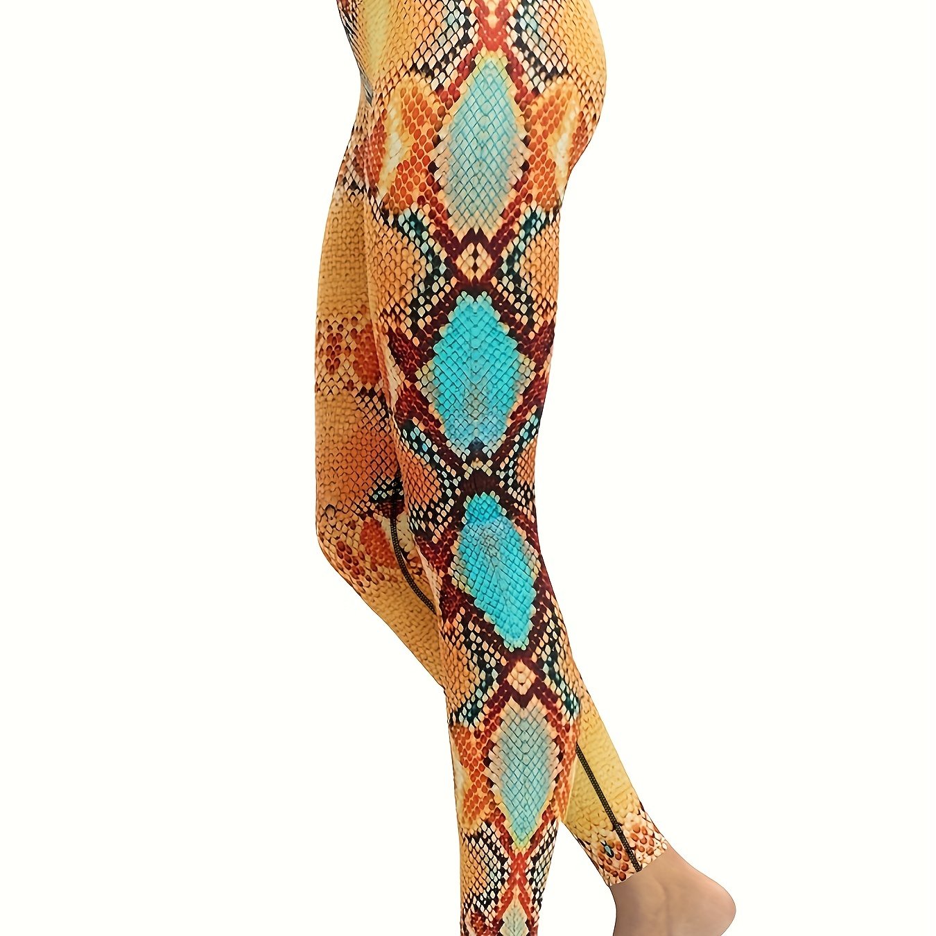 Snakeskin Yoga Leggings: Stylish High Waist Activewear for Women