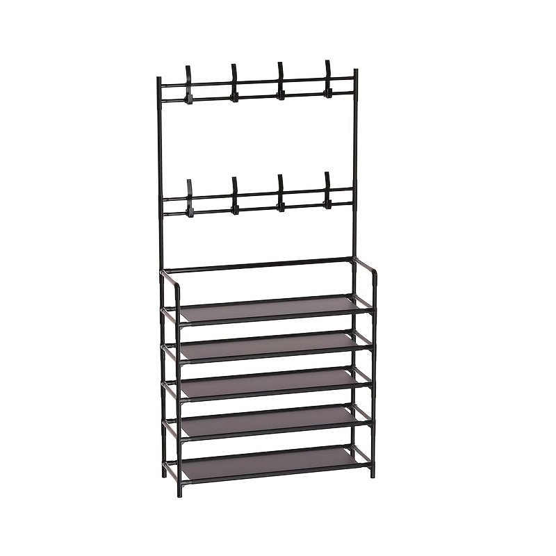 4 5 Tier Shoe Rack with Hooks Standing Garment Rack Space Saving