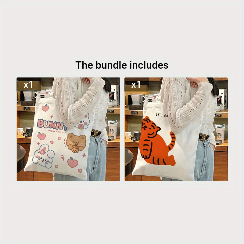 Christmas & Thanksgiving Tote Bag - Holiday Cartoon Design