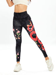 Snake and Flower Print Yoga Pants High Elastic Leggings