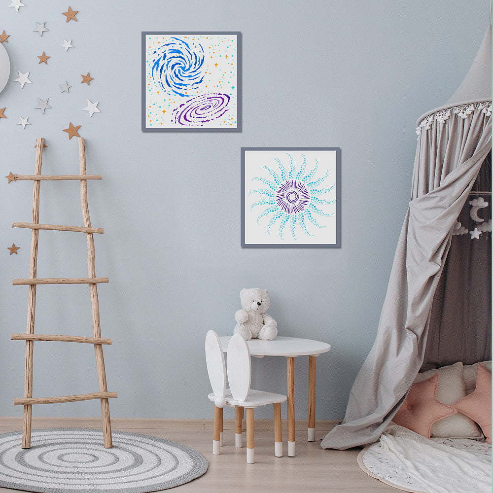 2pcs PET Hollow Out Stencils for Scrapbook 300x300mm