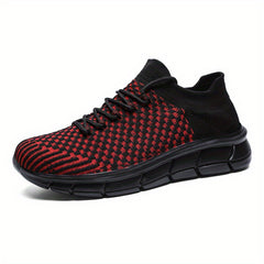 Men's Casual Weave Knit Lace Up Shoes Non Slip Sneaker