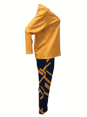 Faith Print Long Sleeve T shirt & Geo Print Skinny Pants Set