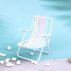 1:12 Scale Dollhouse Wooden Beach Chair, Colorful Stripes & Polka Dots