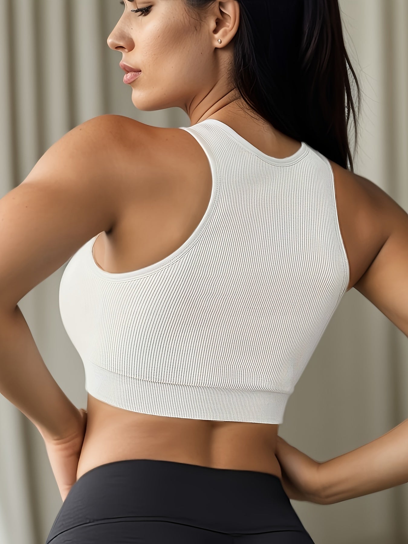 Front Zipper Fitness Bra Solid Hollow Out Running Bra