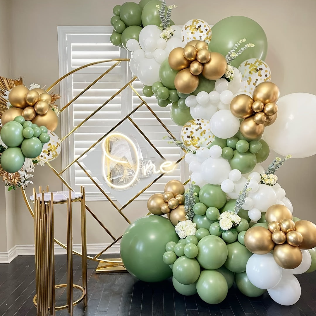 138pcs Vintage Avocado Green Balloon Wreath Arch Balloon Chain Suit