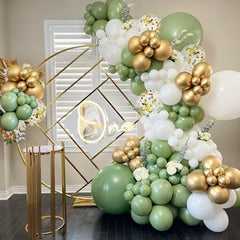 138pcs Vintage Avocado Green Balloon Wreath Arch Balloon Chain Suit