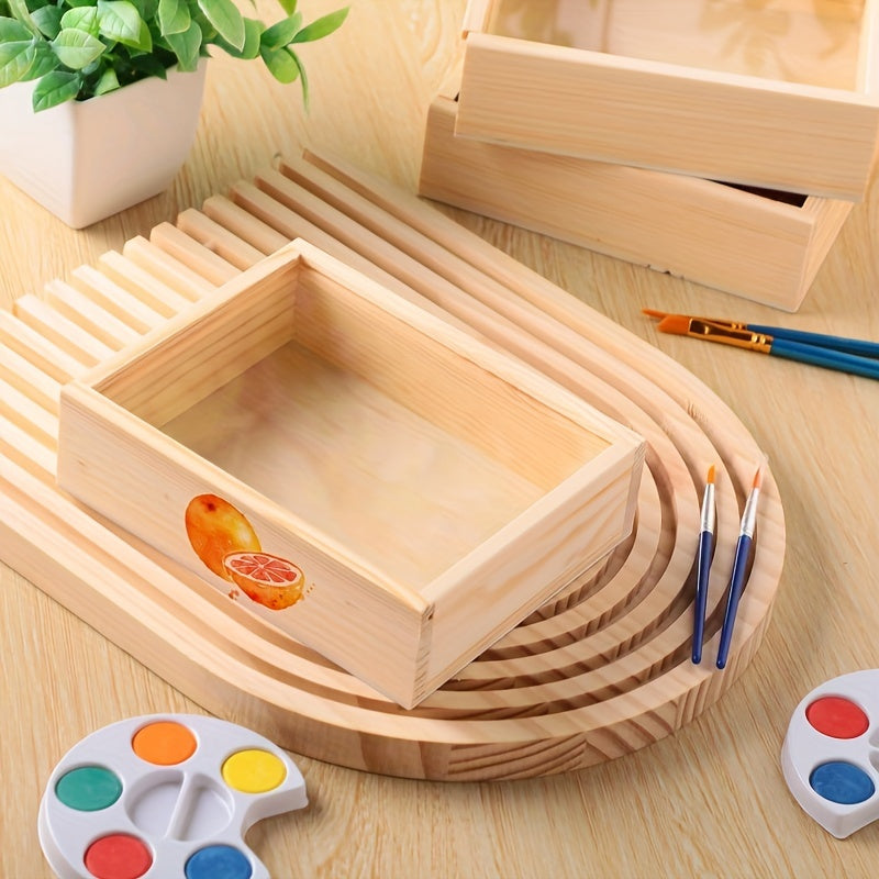 Small Wooden Tray Unfinished Storage Box Craft DIY Birthday Party Gift