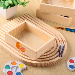 Small Wooden Tray Unfinished Storage Box Craft DIY Birthday Party Gift