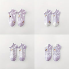 5 Pairs Cute Dog Print Low Cut Ankle Socks for Women