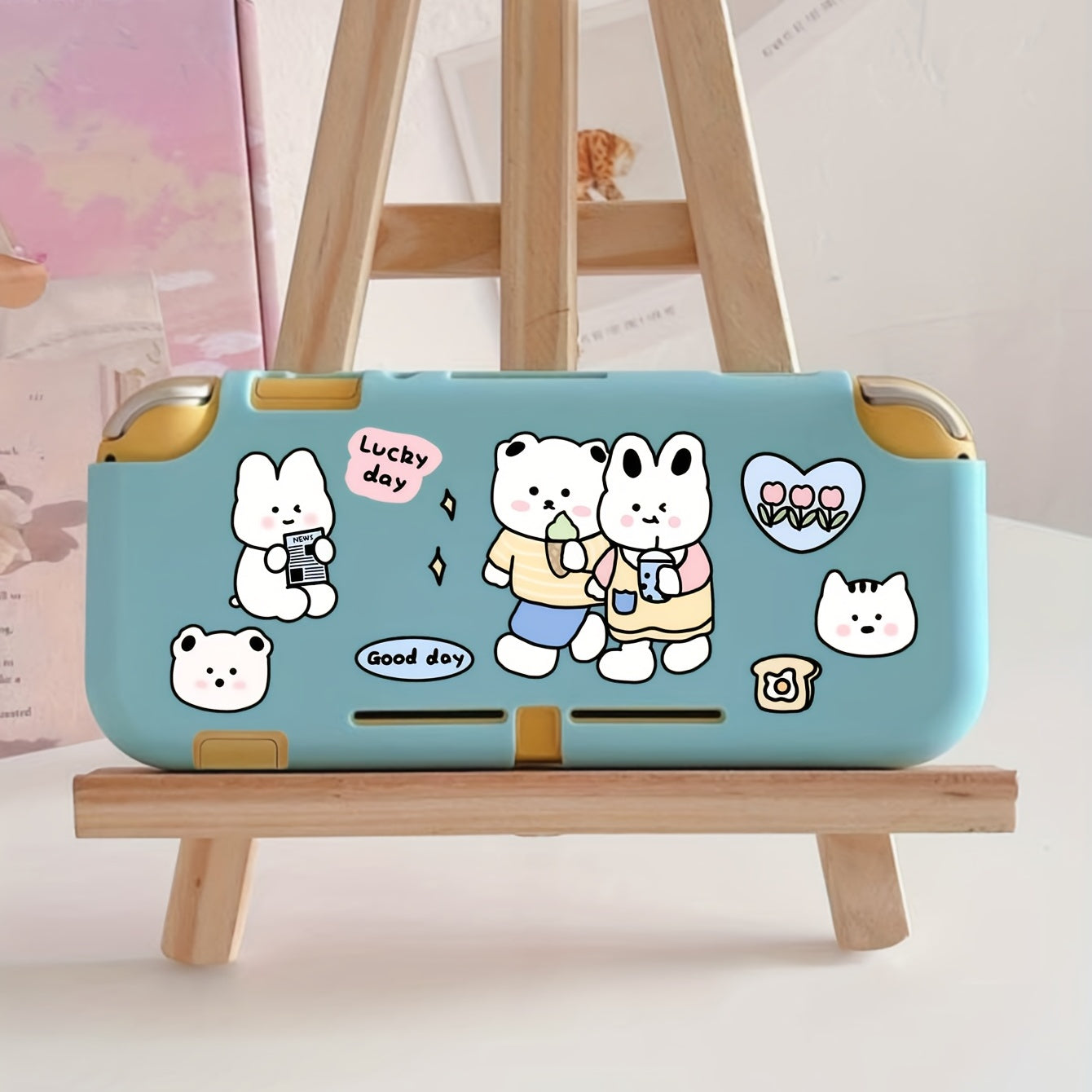 Cartoon Game Console Protective Case with Handle - Silicone Soft Shell